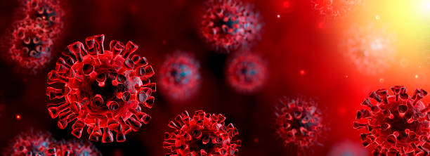 Coronavirus on Red Background
