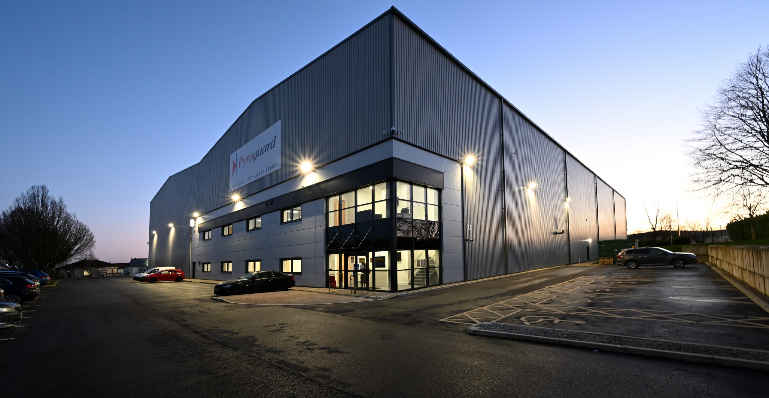 Exterior shot of Haydock Pyroguard warehouse