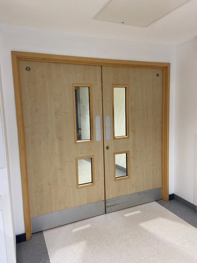 Double Timber Doors With Cuttable Fire Glass